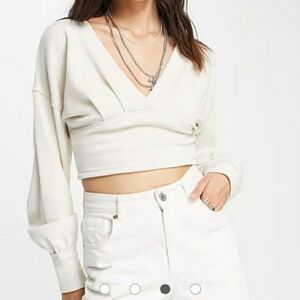 We The Free All Nighter Surplice Crop Top Waffle Knit Sweater By Free People